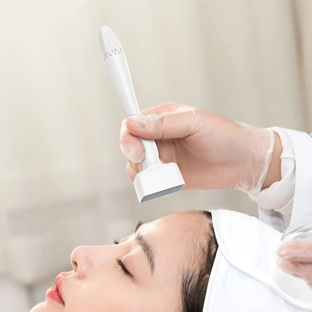 140Needles Derma Stamp Adjustable Microneedle Roller for Hair Care and Skin Massage, Professional Skincare Tool for Home and Salon Use, Facial Cleansing and Massage Device