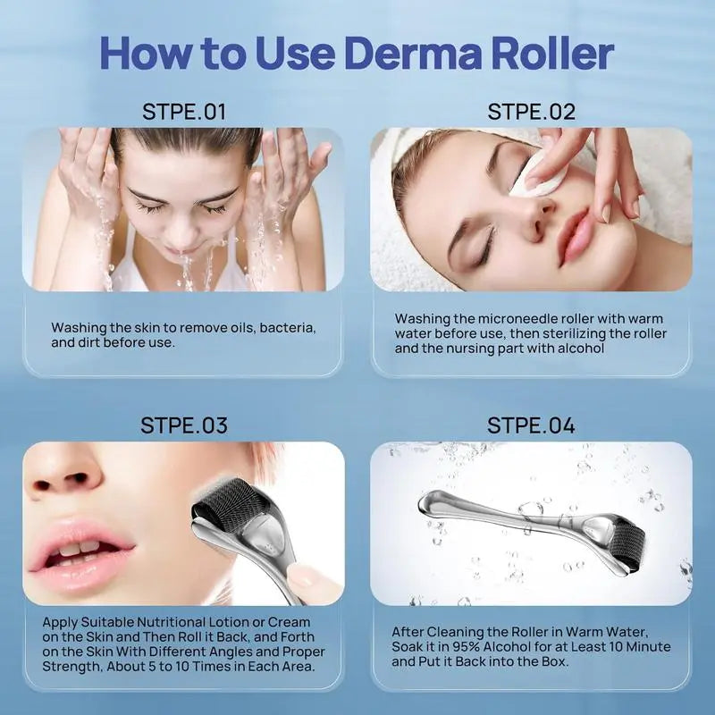 1PCS/2PCS （Purple Roller）Derma Roller 0.5MM Microneedling Roller for Women and Men 540 Titanium Derma Roller for Hair and Beard Microneedle Roller Dermaroller